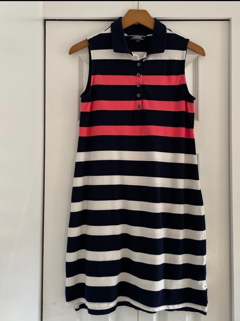 Lands' End Sleeveless Polo Stripe Dress